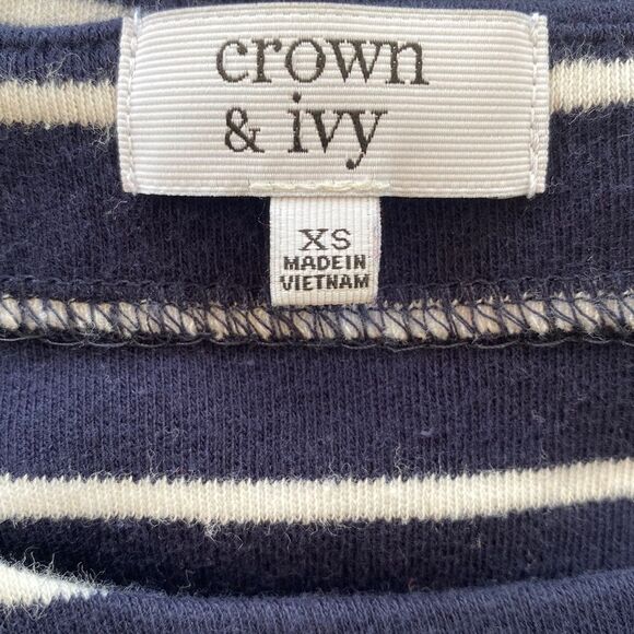 Crown and Ivy nautical navy/white striped peplum top size XS - Picture 7 of 8